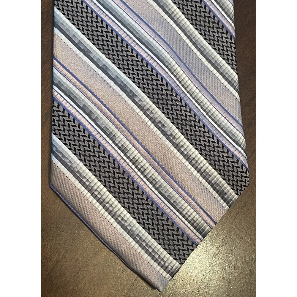 Siena Collezione Pink Gray Black Hand Made Silk Men’s Neck Tie Made In China XL